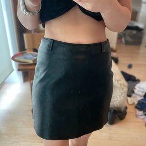 VERSACE BLACK LEATHER MINI SKIRT